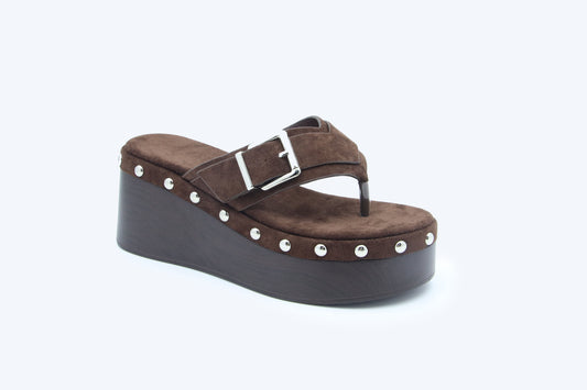 Brown Metallic Weave Flat