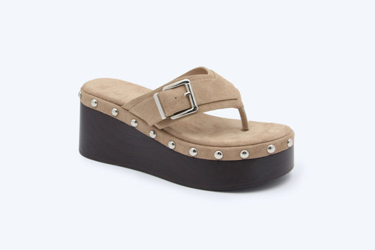 Nude Metallic Weave Flat