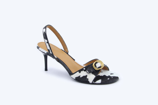 Black Buckle Gleam Heel