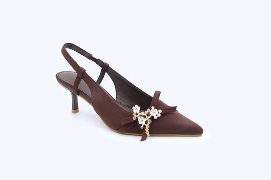 Brown Velvet Stride Heel