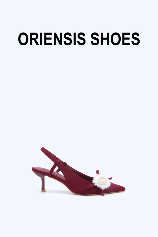 WineRed Fur Heart Heel