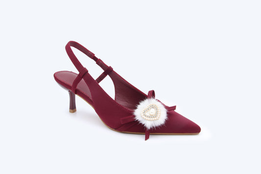 WineRed Fur Heart Heel