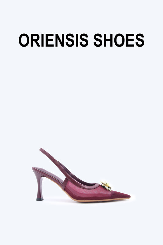 WineRed Mesh Blossom Heel