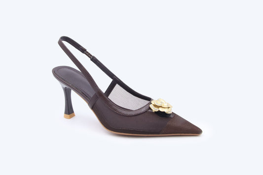 Brown Chic Mesh Heel