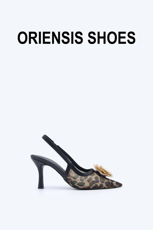 Black Floral Embellish Heel