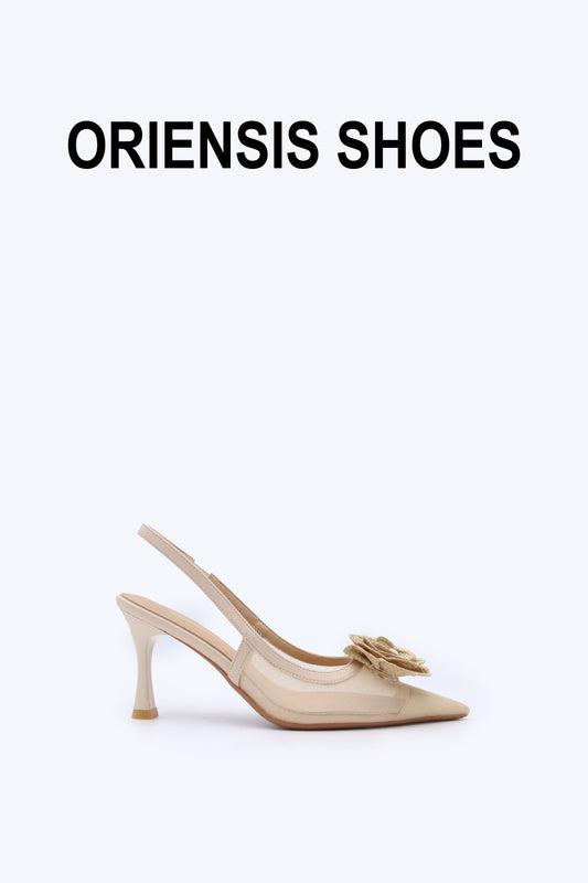 Nude Floral Embellish Heel