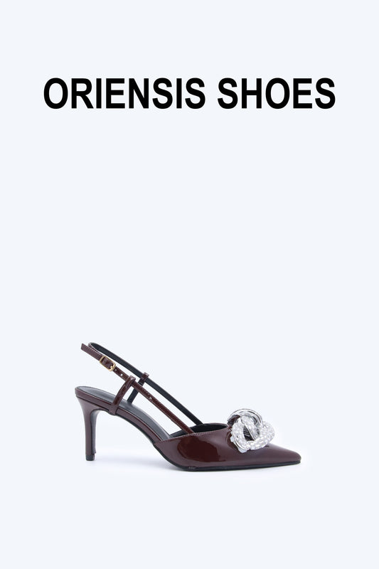 Brown Shine Circle Heel