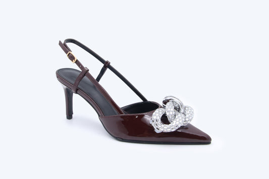 Brown Shine Circle Heel