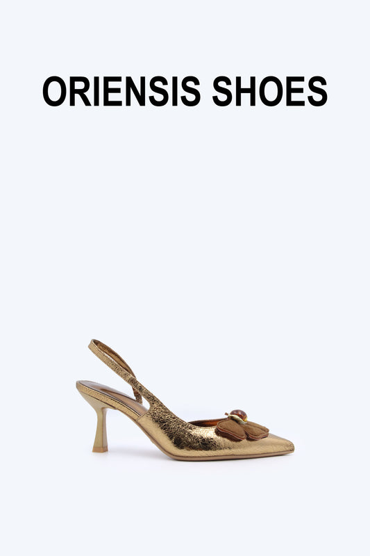 Gold Bloom Slingback Heel