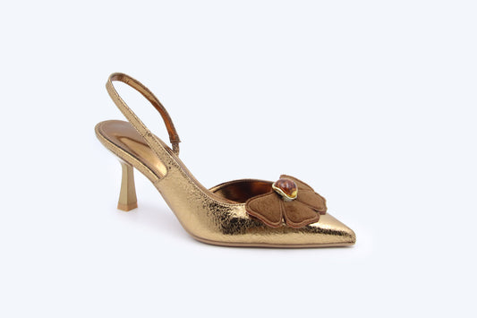 Gold Bloom Slingback Heel
