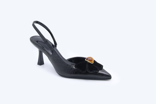 Black Bloom Slingback Heel