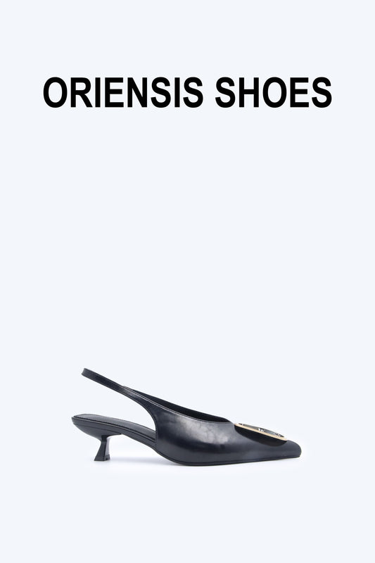 Black Double Rectangle Heel