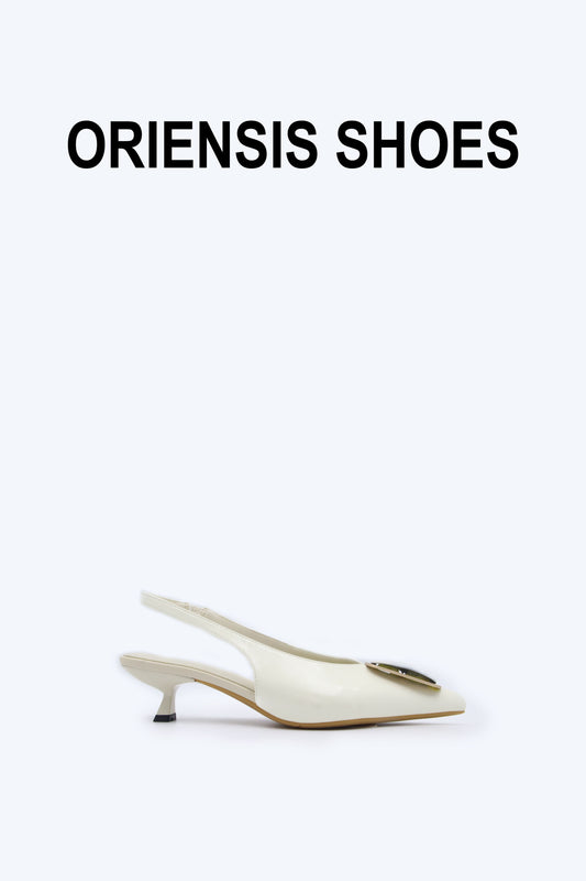 White Double Rectangle Heel