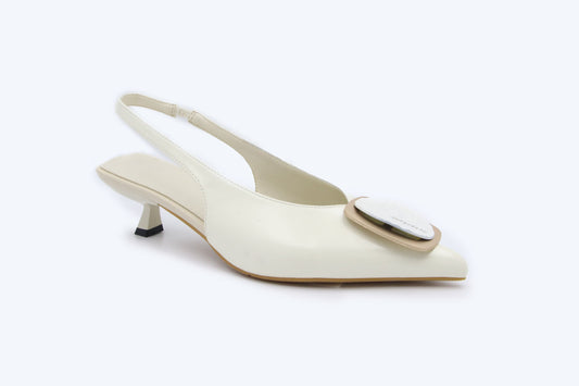 White Double Rectangle Heel