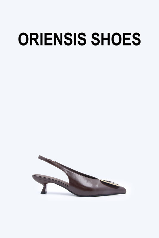 Brown Double Rectangle Heel