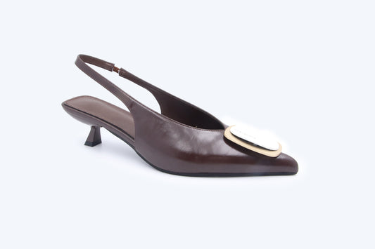 Brown Double Rectangle Heel