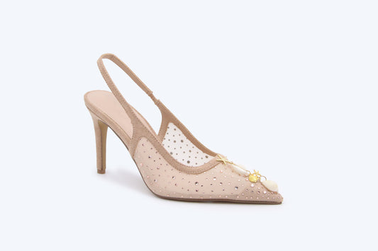 Nude Mesh Shell Heel