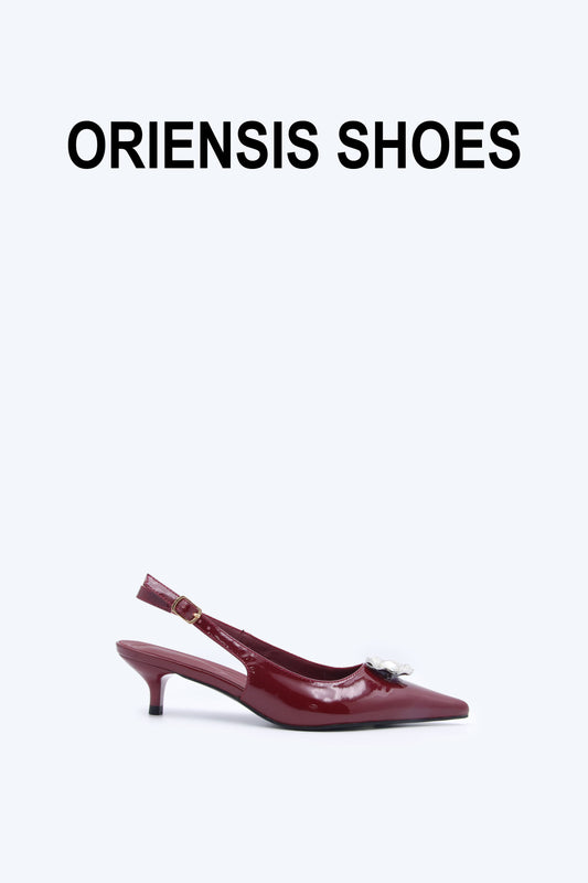 WineRed Flower Point Heel