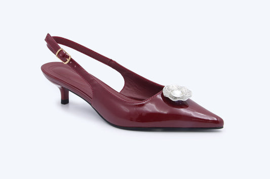 WineRed Flower Point Heel
