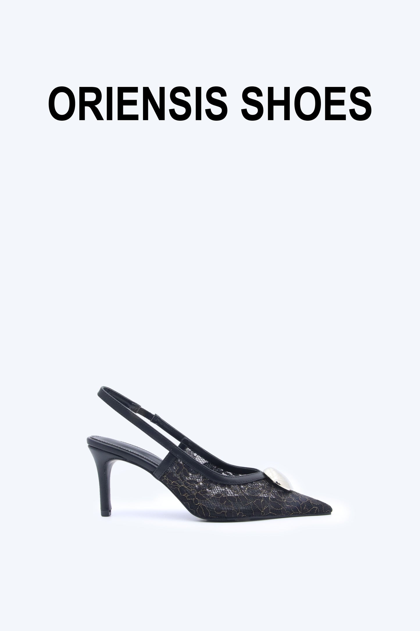 Black Mesh Slingback Heel