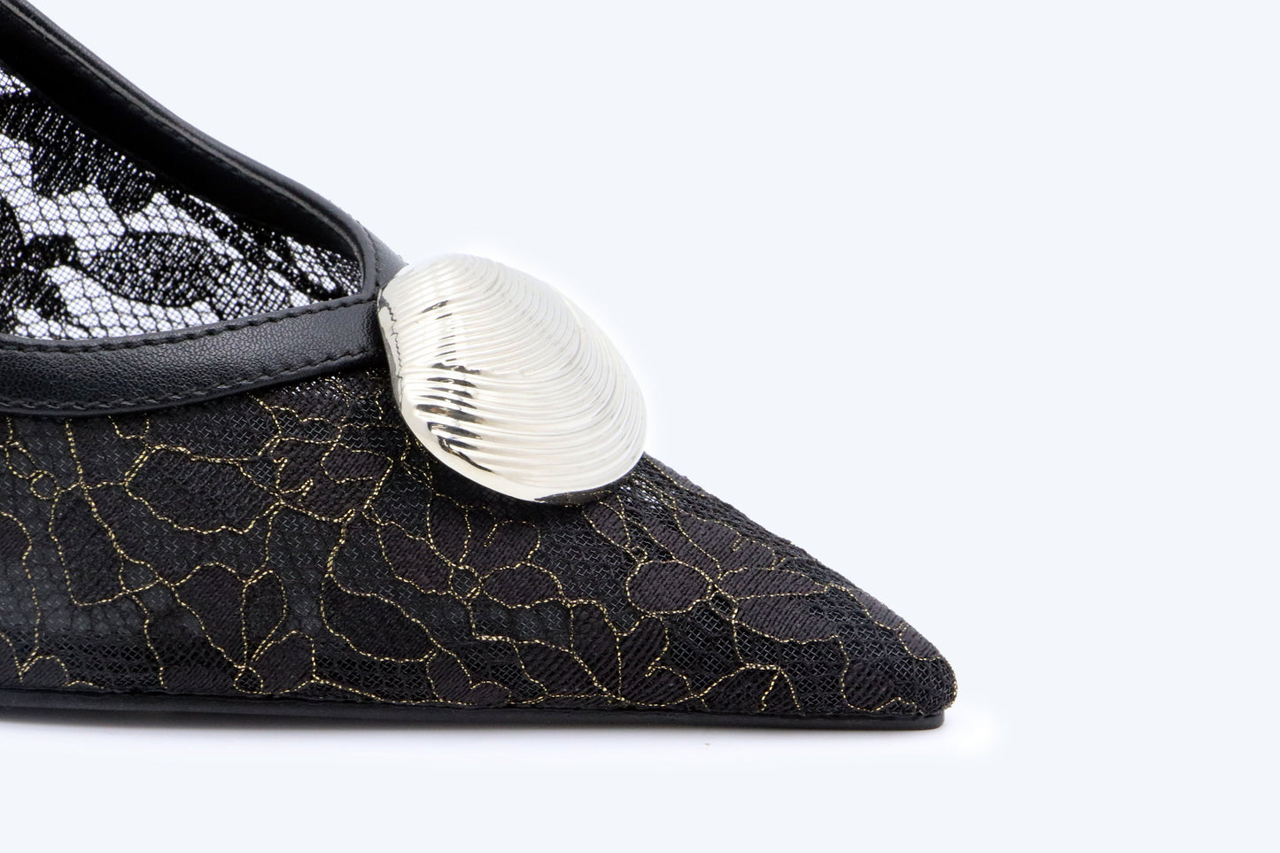 Black Mesh Slingback Heel