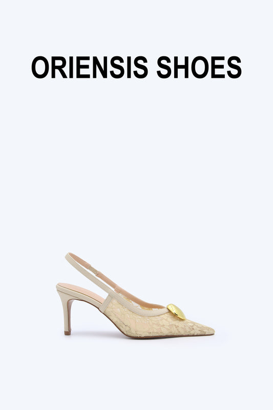 Nude Mesh Slingback Heel