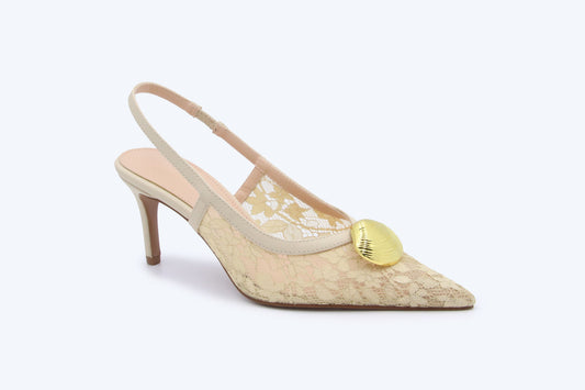 Nude Mesh Slingback Heel