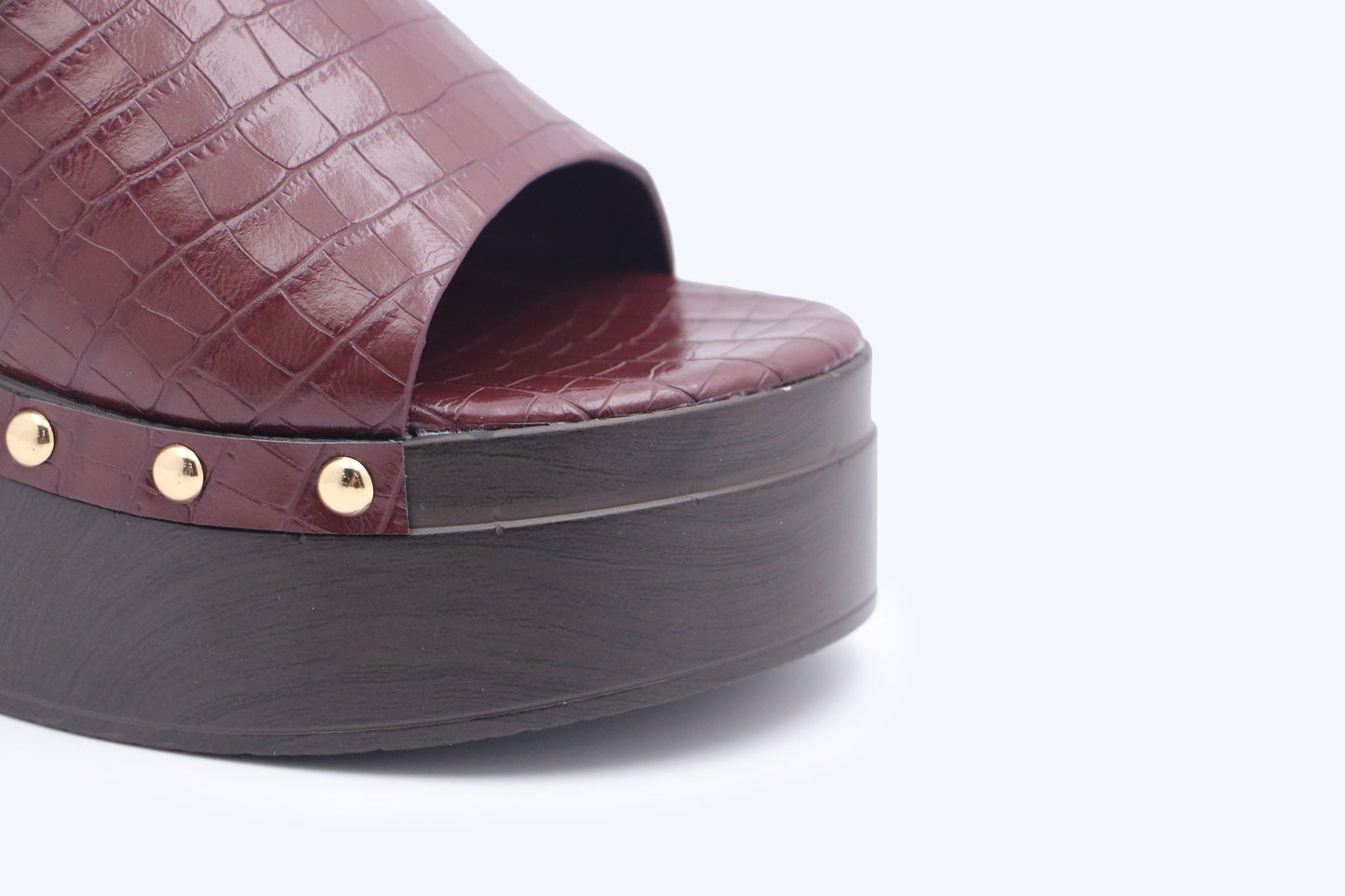 WineRed Rivet Wedge Sandal