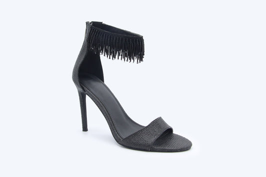 Black Shimmer Strap Heel