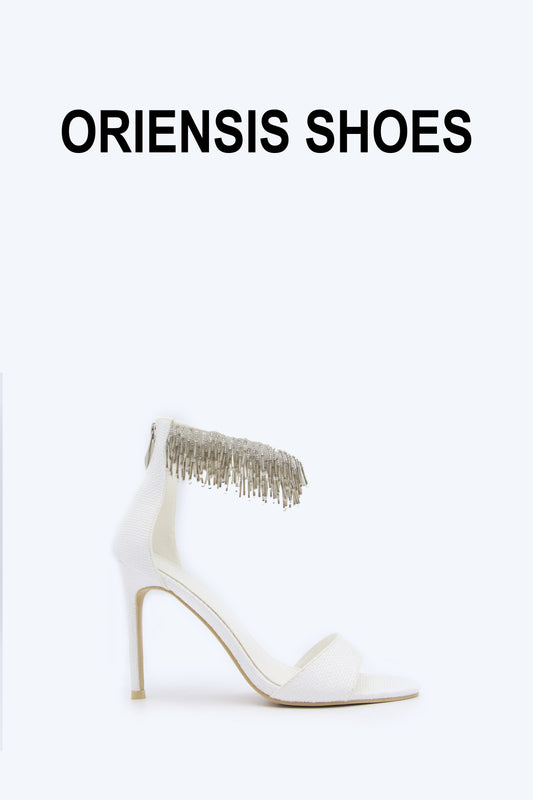White Shimmer Strap Heel